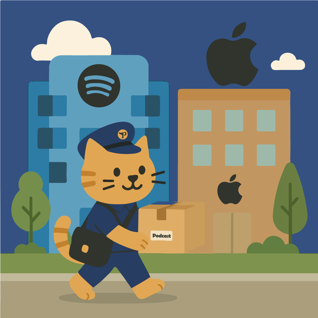 Comic of a cat in a mailman uniform carrying a package